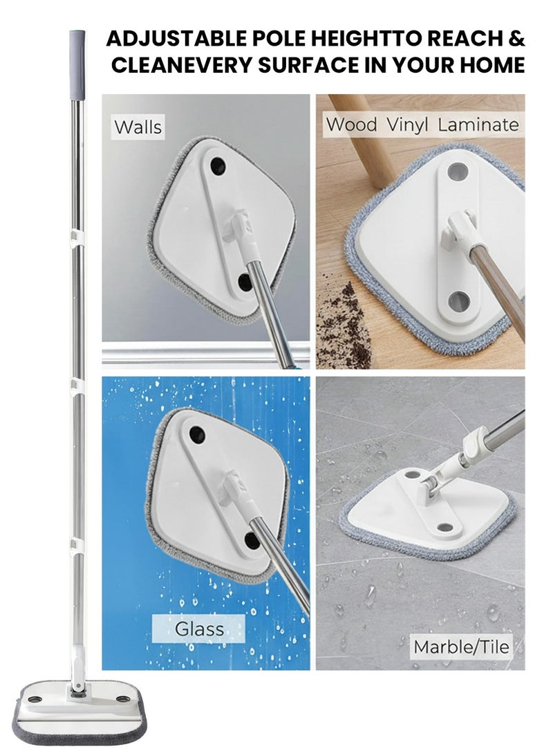 باميدي طقم ممسحة دوارة مع دلو، ممسحة دوارة قابلة للطي 360 درجة مع نظام فصل ذاتي للماء النظيف والمتسخ، ممسحة أرضية سهلة العصر برؤوس قابلة للفصل لتنظيف الأرضيات في المنزل والمطبخ M20 - أبيض رمادي - Image 4